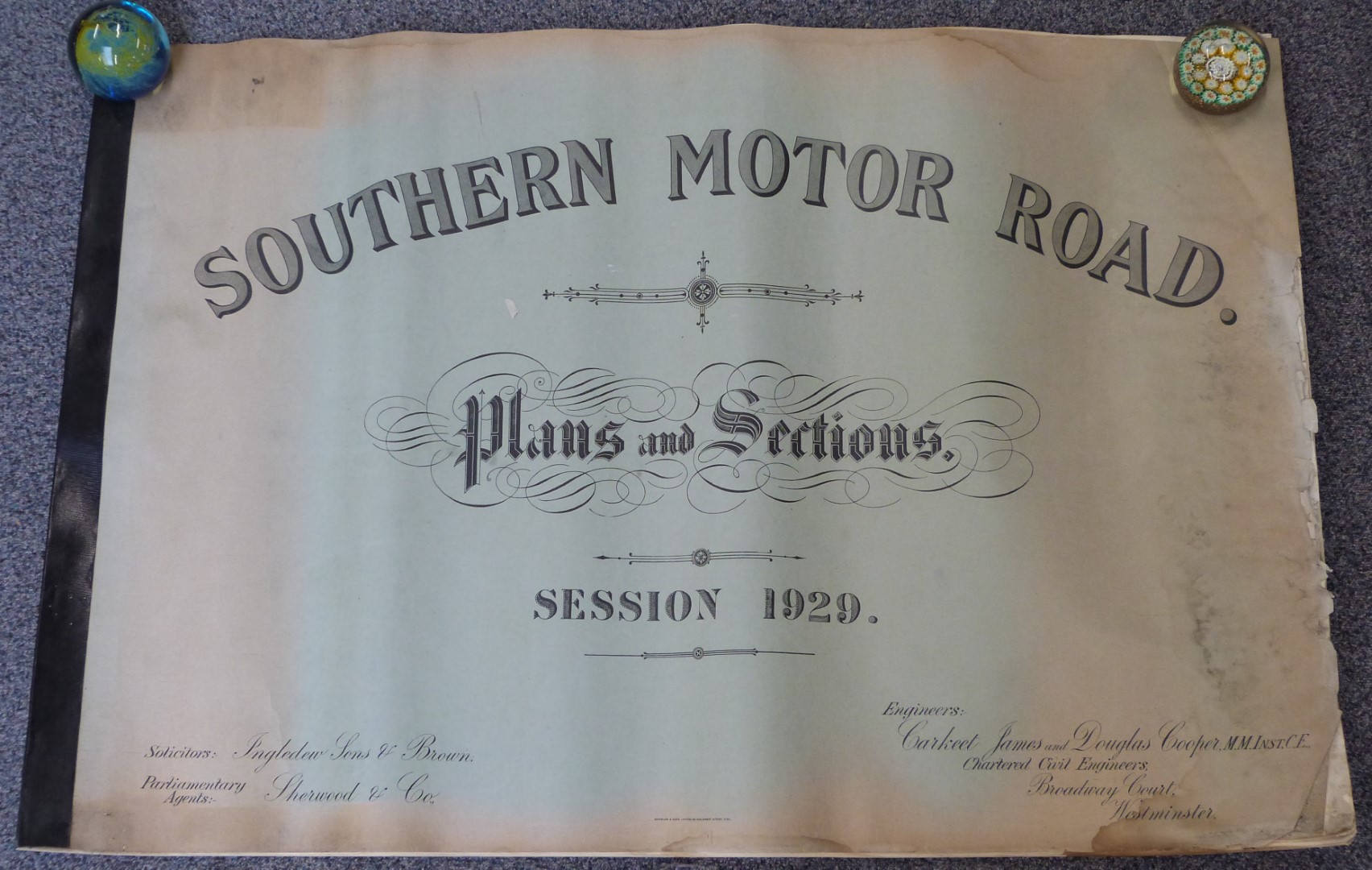Bound book of plans and sections of the Southern Motor Road from London to Brighton dated 1929, 68 x - Image 3 of 4