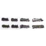 Eight Tri-ang TT gauge locomotives including LMS, GWR, BR, 70000 etc.