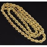 A 9ct gold rope twist necklace, 6.9g, length 50cm