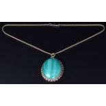 A 9ct gold pendant set with malachite on a 9ct gold rope twist necklace, 4.5g, length 42cm
