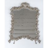 Victorian hallmarked silver dressing table mirror with pierced and cast cherub decoration and