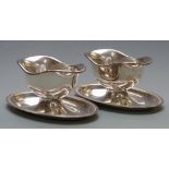 A pair of Christofle double ended gravy boats with integral underplates, height 10cm, length 23cm