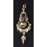 Victorian 9ct gold pendant with faceted sphere and applied decoration, 1cm x 4.5cm, 3.1g