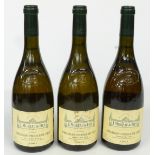 Three bottles of J Moreau et Fils Chablis Premier Cru, Montmains 2001 Burgundy white wine 75cl 12.5%