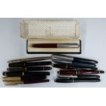 Thirteen various pens to include Onoto The Pen by De La Rue & Co. Ltd, London, with 14ct gold nib,