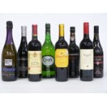 Eight bottles of red wine, port and sherry including Lussac Saint Emilion Vieux Remparts 2012 750ml,