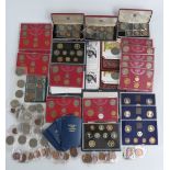 A collection of various Royal Mint coin sets including pre-decimal, together with Guernsey,