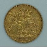 1909 Edward VII gold half sovereign