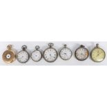 Seven various pocket watches comprising Chester hallmarked silver H Samuel The Climax Trip Action