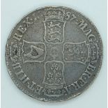 James II 1687 crown second bust, TERTIO edge, toned