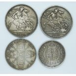 Queen Victoria silver coinage comprising 1887 Jubilee crown, half crown and double florin,