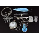 Scottish silver brooch, enamel brooch and pendant, silver brooch by WBs, silver cufflinks, fob