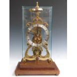 A hand built skeleton clock with single fusee movement and Roman chapter ring, the movement striking
