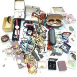 A large collection of costume jewellery including Hollywood brooch, Monet bangles, beads,