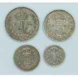 Victorian veiled head four coin Maundy set 1894 (no case)