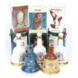 Eleven Bell's, Beneagles and Whyte and Mackay decanters in boxes, including 1989/92 Christmas