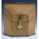 Tooled leather letter or stationery box, height 27cm
