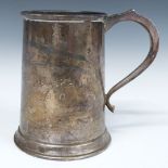 Modern hallmarked silver tankard of plain tapering form, marks rubbed, maker J B Chatterley & Sons