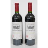 Two bottles of Chateau Grand-Puy-Lacoste 2000 Pauillac Grand Cru Classé red wine 75cl 13% vol.