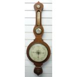 Late 19thC wall barometer with JJ Lockwood to painted 25cm dial, thermometer, hygrometer and