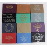 Royal Mint coinage of Great Britain and Northern Ireland proof sets in presentation display cases,