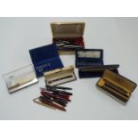 Thirty various fountain and ballpoint pens and propelling pencils including Parker 17, Waterman,