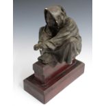 19thC Grand Tour plaster figure on mahogany plinth with Victorian label to base, dated 1897, H30cm