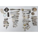 Collection of mainly hallmarked silver handled items to include manicure tools, preserve pot lid