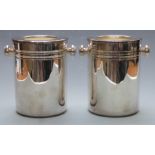 Pair of Roux-Marquiand silver plated designer wine coolers, height 20cm
