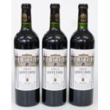 Three bottles of Chateau Léoville Barton 2000 Saint-Julien red wine, 75cl, 12.5% vol. This lot has