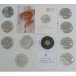 Eight 2014 Year of the Horse silver Britannias together with two further silver coins and a 9ct gold