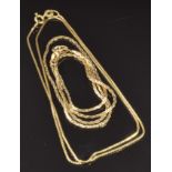 A 14ct gold chain, 3g, and a 9ct gold chain, 1.4g, length 40cm