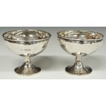 Pair of Albert Edward Bonner Arts and Crafts hallmarked silver bonbon dishes with hammered finish,