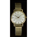 Certina 9ct gold gentleman's wristwatch with black hour and minutes hands, gold centre seconds hand,