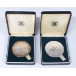 Two Royal Mint Chemical Bank silver commemorative medallions, diameter 57mm, weight of both 196g
