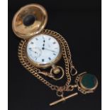 Mappin & Webb 9ct gold keyless winding half hunter pocket watch with inset subsidiary seconds