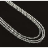 Three 9ct white gold chains/ necklaces, 6g