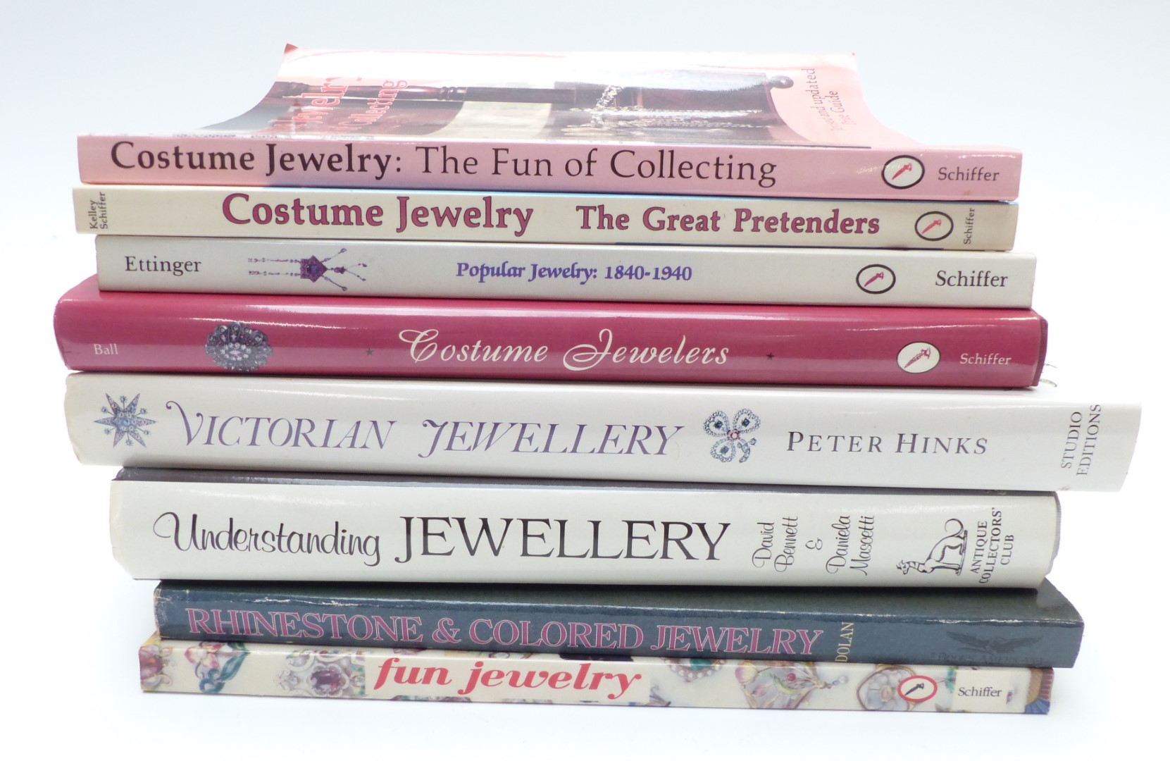 Eight costume jewellery reference books