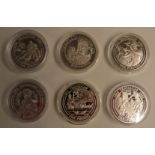 Six silver 'Battle of Trafalgar 1805-2005 £5 crowns