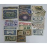 A collection of overseas banknotes to include Germany, Chile, Denmark, Switzerland etc