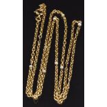 An 18ct gold necklace set with seed pearls, 5.7g, length 54cm