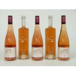 Five bottles of rosé wine including three Champteloup Rosé D'Anjou Loire 2016, 750ml, 10.5% vol, and