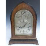 W and H Winterhalder and Hofmeier c1900 mitre case mantel clock, quarter striking on eight or four