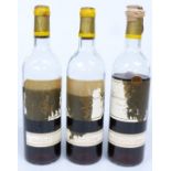 Three bottles of Chateau d'Yquem Sauternes 1975, 75cl