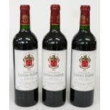 Three bottles of Chateau Langoa Barton 2000 Saint-Julien red wine 75cl 12.5 vol. This lot has been