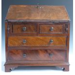 19thC mahogany miniature apprentice / salesman's sample bureau with two over two graduated