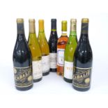 Seven French wines, three red, three white and a dessert wine comprising two Cabalie Pays D'oc