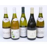 Five bottles of French white wine including Auxey-Duresses 1996 750ml 13% vol, William Fevre Chablis