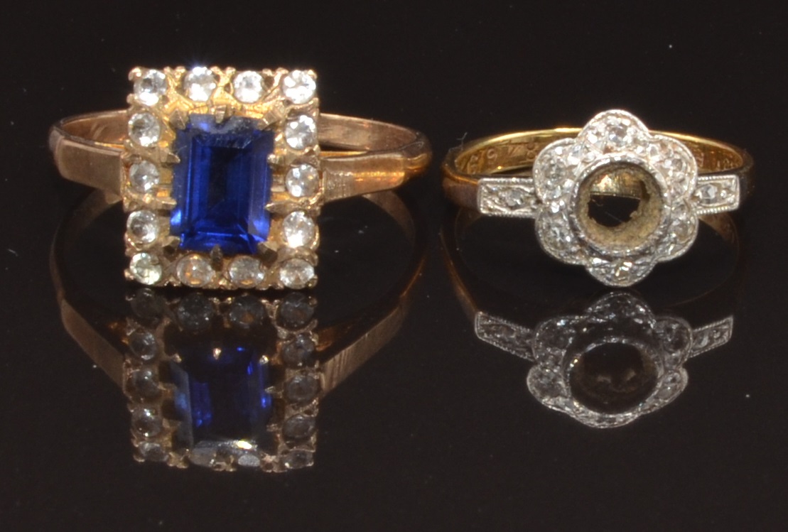 A 9ct gold ring, 2.7g and an 18ct gold ring, 2.6g