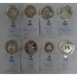 Eight various silver proof Royal Mint issue coins with certificates